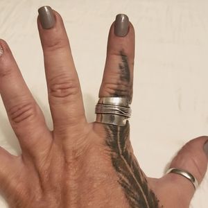 Sterling-Style Silver Stackable Band Ring - Gray